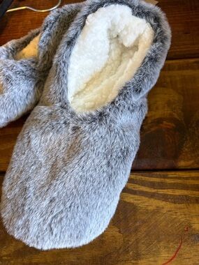 Target Auden Faux Fur Slipper socks TWO PAIR in medium Gray
